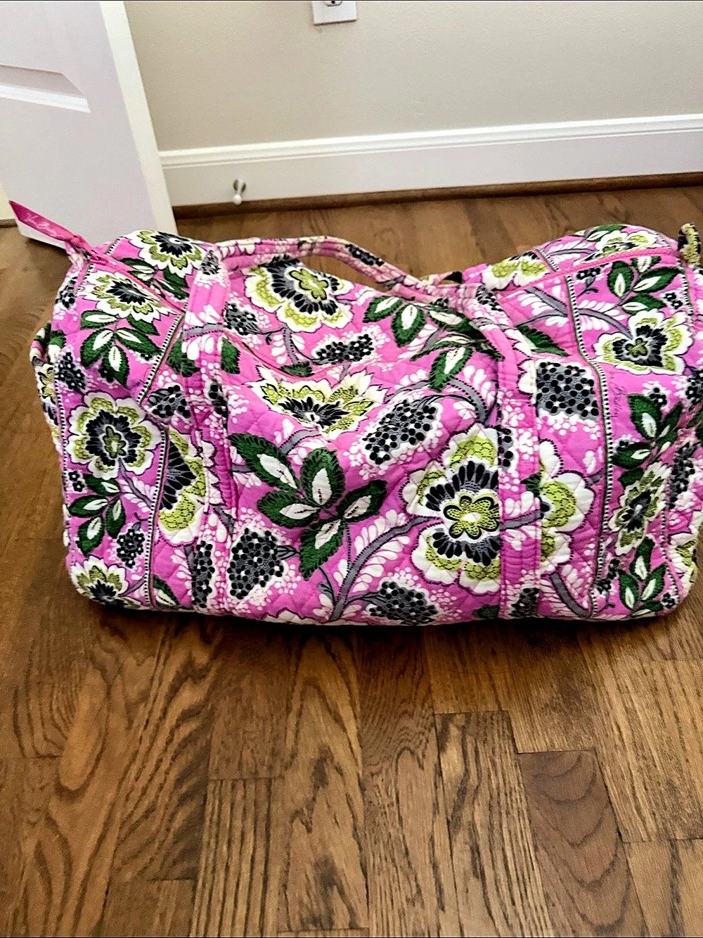 Vera Bradley Large Travel Duffel Bag Floral Pink & Green